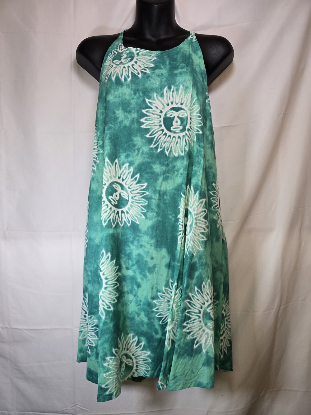 Teal Sunburst Halter Mini Dress